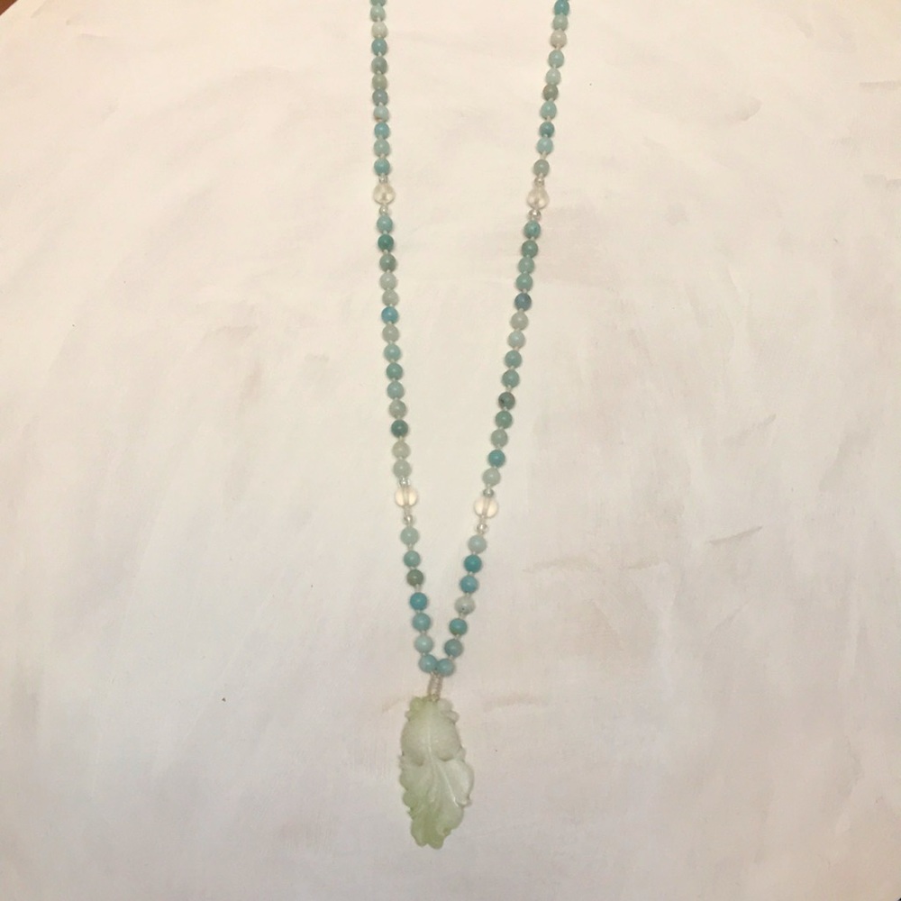 Amazonite necklace with Jade Goldfish pendant.